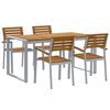 vidaXL Set de masă pentru grădină 5 pcs Gri Lemn Solid de Acacia
