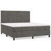 vidaXL Pat box spring cu saltea, gri &icirc;nchis, 160x200 cm, catifea