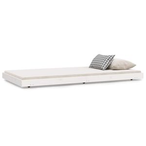 vidaXL Cadru pat fără saltea, alb, 100x200 cm, lemn masiv pin