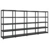 vidaXL Raft de depozitare cu 5 polițe, negru, 340x40x185 cm, plastic