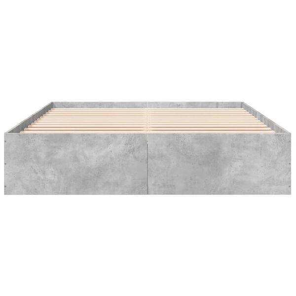 vidaXL Cadru de pat, gri beton, 150x200 cm, lemn prelucrat
