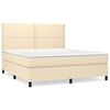 vidaXL Pat box spring cu saltea, crem, 160x200 cm, material textil