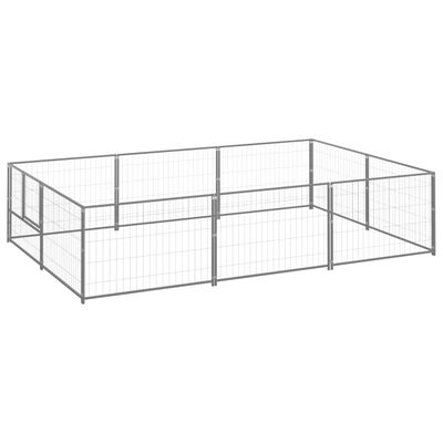 vidaXL Padoc pentru câini, argintiu, 6 m², oțel