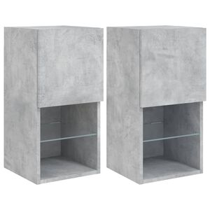vidaXL Comode TV cu lumini LED, 2 buc., gri beton, 30,5x30x60 cm