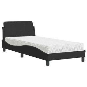 vidaXL Pat cu saltea, Dover, negru, 80x200 cm, catifea
