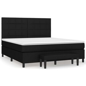vidaXL Pat box spring cu saltea, negru, 180x200 cm, catifea