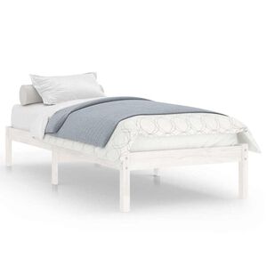 vidaXL Cadru de pat mic single, alb, 75x190 cm, lemn masiv