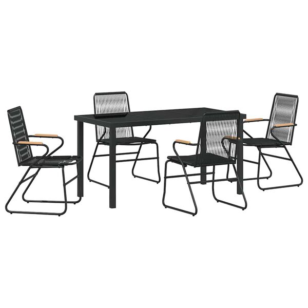 vidaXL Set de masă pentru grădină 5 pcs Negru Rattan PVC