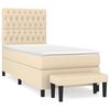 vidaXL Pat box spring cu saltea, crem, 90x200 cm, textil
