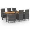 vidaXL Set mobilier de grădină cu perne, 7 piese, gri, poliratan