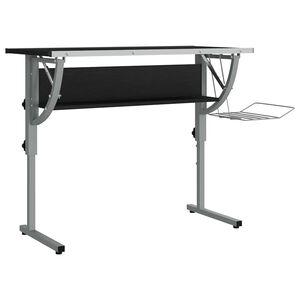 vidaXL Birou Craft negru & gri 110x53x(58-87) cm lemn prelucrat & oțel