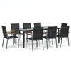 vidaXL Set mobilier de grădină, 9 piese, negru, textilenă și oțel