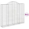 vidaXL Coș gabion arcuit, 11 buc, 200x30x160/180 cm, fier galvanizat