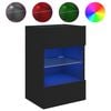 vidaXL Comodă TV de perete cu lumini LED, negru, 40x30x60,5 cm