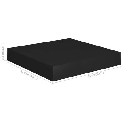 vidaXL Raft de perete suspendat, negru, 23x23,5x3,8 cm, MDF