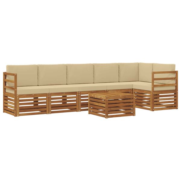 vidaXL Set canapea sectională cu pernă 7 pcs Natural și Bej