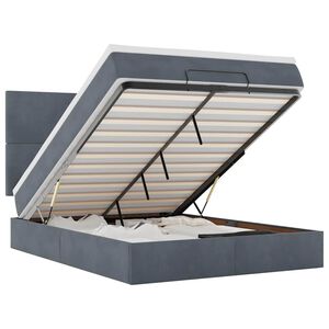 vidaXL Cadru de pat otoman cu saltele Gri &icirc;nchis 140x190cm catifea
