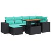 vidaXL Set canapele de grădină cu perne, 7 piese, negru, poliratan