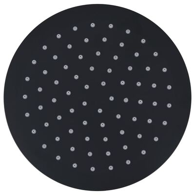 vidaXL Cap de duș tip ploaie rotund, negru, 20 cm, oțel inoxidabil