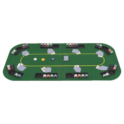 vidaXL Blat masă poker 8 jucători, pliabil în 4, dreptunghiular, verde