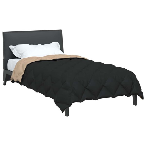 vidaXL Duvet de iarnă Negru și Taupe 220 x 155 cm Microfibră