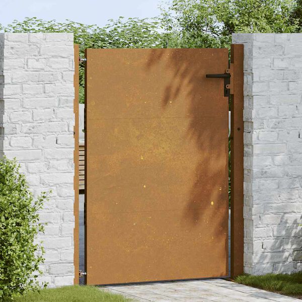 vidaXL Poartă de grădină 100x125 cm, oțel Corten