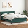 vidaXL Pat box spring cu saltea, verde &icirc;nchis, 140x220 cm, catifea