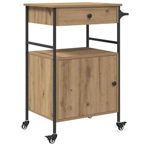 vidaXL Troler de Bucătărie Stejar Artizanal 56 x 43 x 89,5 cm