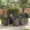 vidaXL Set de masă pentru grădină cu pernă 7 pcs Bej Rattan poli