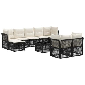 vidaXL Set de canapele pentru grădină 10 buc. Negru poliratan