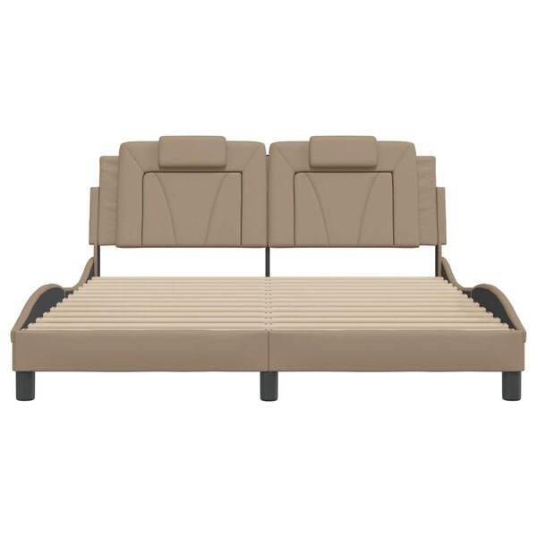 vidaXL Cadru de pat, Viana, fără saltea, cappuccino, 160x200 cm, piele ecologică