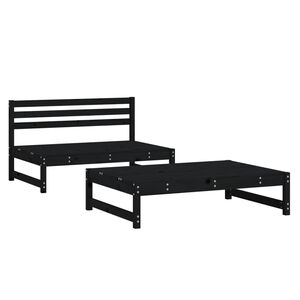 vidaXL Set mobilier relaxare grădină, 2 piese, negru, lemn masiv pin