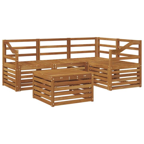 vidaXL Set de canapele de exterior 5 pcs natural Lemn Solid de Acacia