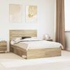 vidaXL Cadru de pat cu headboard Sonoma 140 x 200 cm Lemn de pin masiv