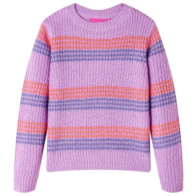 Pulover pentru copii tricotat, dungi liliac și roz, 92
