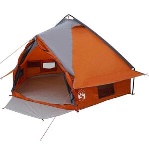 vidaXL Cort Teepee pentru 4 persoane cu acoperiș Gri și Portocalie