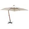 vidaXL Umbrelă de soare suspendată cu st&acirc;lp de lemn, 300x300 cm, alb