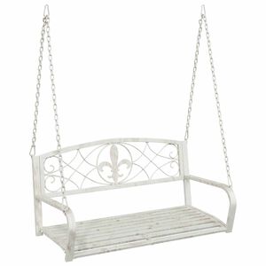 vidaXL Bancă swinging Oțel 110,5 x 59 x 55 cm Alb Antic