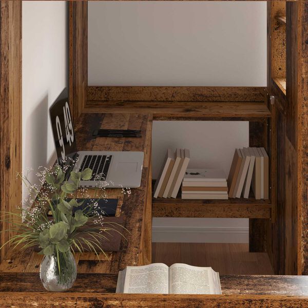 vidaXL Cadru de pat supraetajat cu birou Lemn vechi 90 x 190 cm