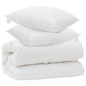 vidaXL Duvet cu perne cu pernă 3 pcs Alb Microfibră