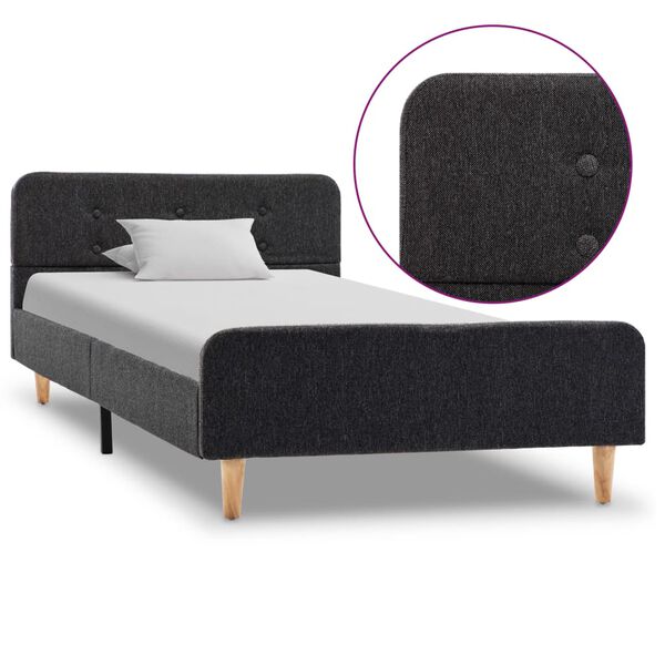 vidaXL Cadru de pat, gri &icirc;nchis, 90 x 200 cm, p&acirc;nză de sac