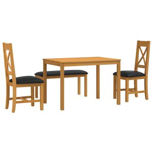 vidaXL Set de dining 4 buc. Negru Lemn de stejar masiv