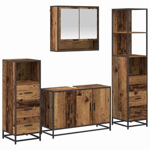 vidaXL Set de mobilier pentru baie 4 pcs Lemn Vechi Lemn compozit