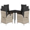 vidaXL Set mobilier de grădină cu perne, 5 piese gri deschis poliratan