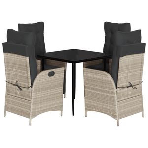 vidaXL Set mobilier de grădină cu perne, 5 piese gri deschis poliratan
