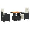 vidaXL Set mobilier de grădină cu perne, 3 piese, negru, poliratan