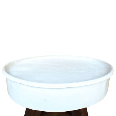vidaXL Măsuță de cafea, alb, 60 x 45 cm, lemn masiv reciclat