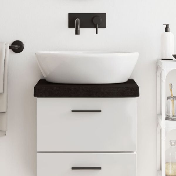 vidaXL Blat de baie, maro închis, 40x30x(2-6) cm, lemn masiv tratat