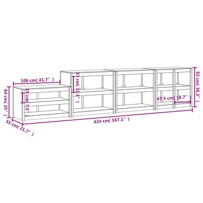 vidaXL Dulapuri de bucătărie de exterior, 4 buc., alb, lemn masiv pin