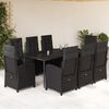 vidaXL Set mobilier de grădină cu perne, 9 piese, negru, poliratan